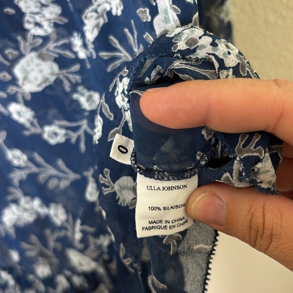 Ulla Johnson Rosine 100% Silk Sheer Blouse Top In Azure Blue size 0 - Picture 9 of 15